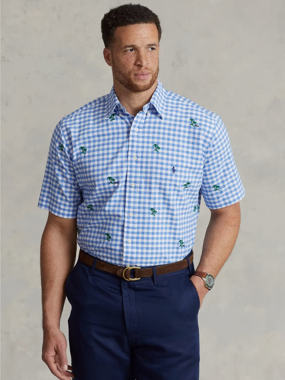 $125 Polo Ralph Lauren Men's Palm Tree-Embroidered Oxford Shirt, Size  XXL‎